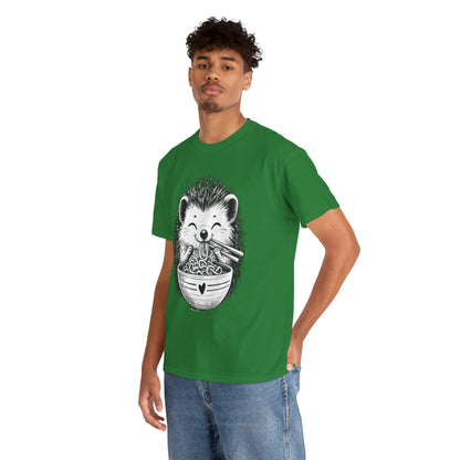 Noodle Hedgehog Shirt, Ramen HedgehogT-Shirt, Foodie Lover Shirts, Black Hedgehog Noodle T-Shirts, Retro HedgehogTees, Hedgehog Lover Sweatshirts, Black Hedgehog Tee Cute Hedgehog Noodle Unisex Heavy Cotton Tee - Perfect for Animal Lovers