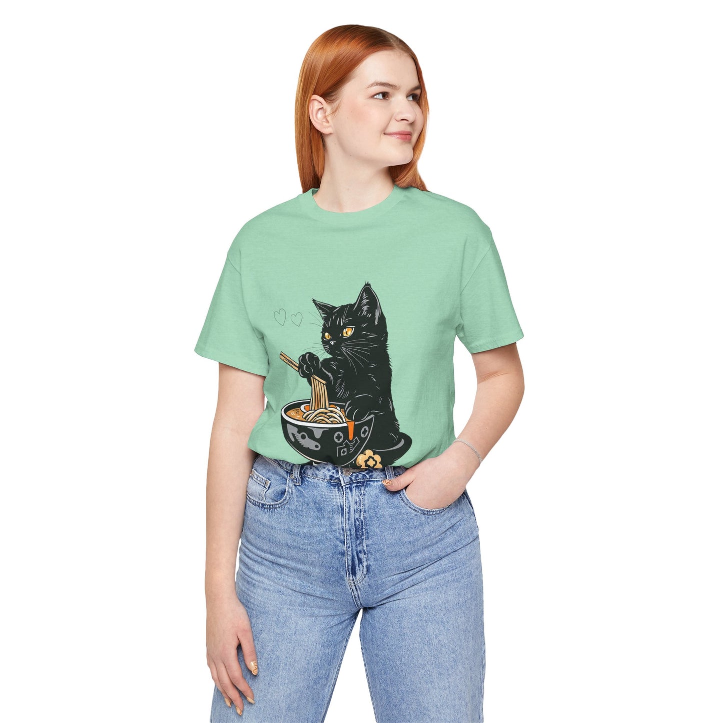 Noodle Cat Shirt, Ramen Cat T-Shirt, Foodie Lover Shirts, Black Cat Noodle T-Shirts, Retro Cat Tees, Cat Lover Sweatshirts, Black Cat Tee
