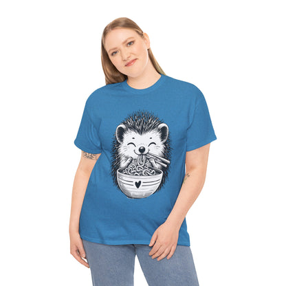 Noodle Hedgehog Shirt, Ramen HedgehogT-Shirt, Foodie Lover Shirts, Black Hedgehog Noodle T-Shirts, Retro HedgehogTees, Hedgehog Lover Sweatshirts, Black Hedgehog Tee Cute Hedgehog Noodle Unisex Heavy Cotton Tee - Perfect for Animal Lovers