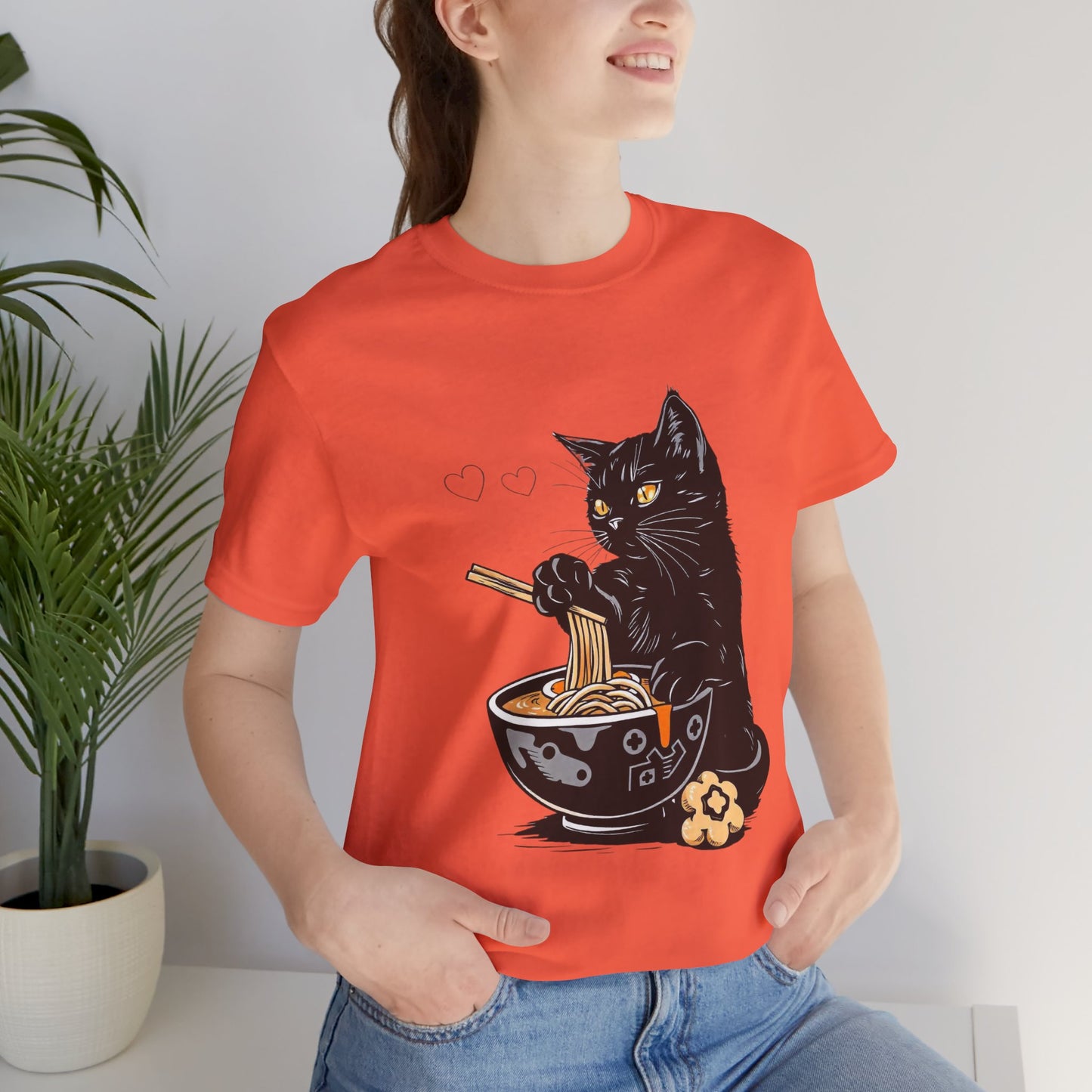 Noodle Cat Shirt, Ramen Cat T-Shirt, Foodie Lover Shirts, Black Cat Noodle T-Shirts, Retro Cat Tees, Cat Lover Sweatshirts, Black Cat Tee