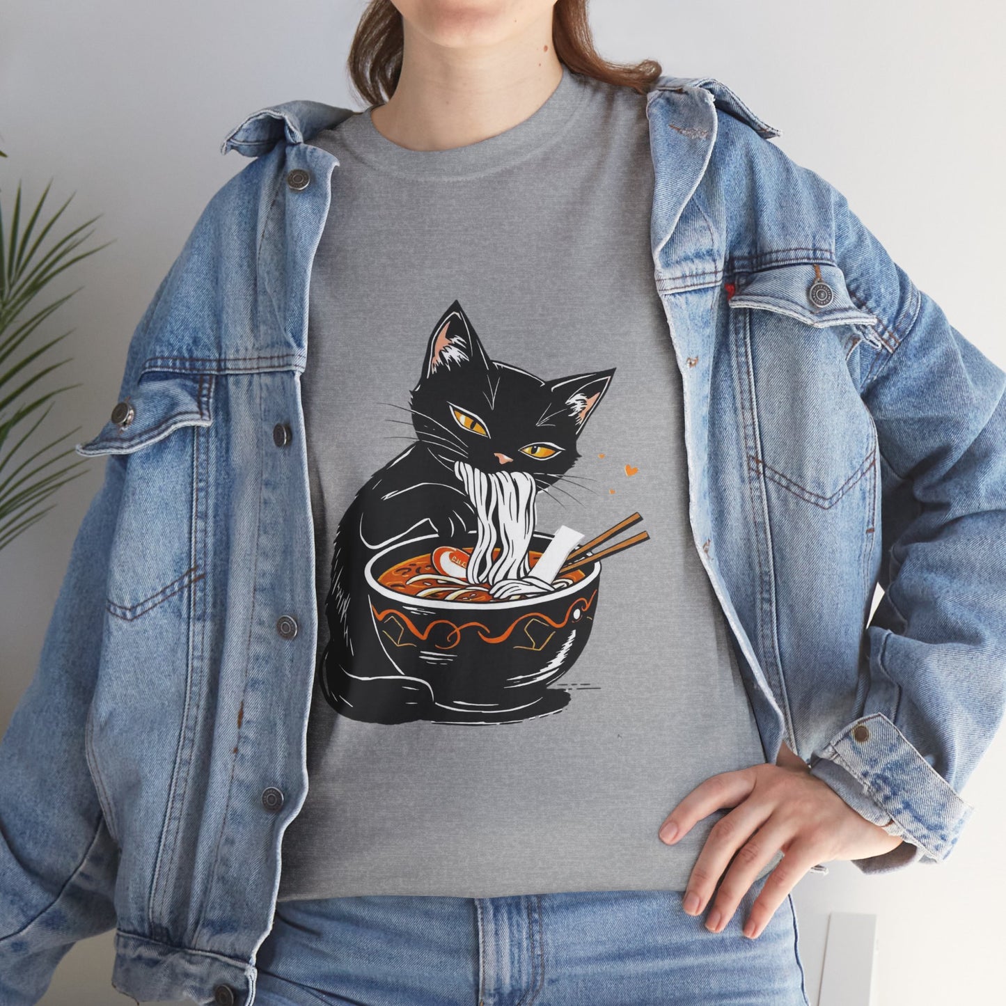 Noodle Cat Shirt, Ramen Cat T-Shirt, Foodie Lover Shirts, Black Cat Noodle T-Shirts, Retro Cat Tees, Cat Lover Sweatshirts, Black Cat Tee