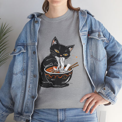 Noodle Cat Shirt, Ramen Cat T-Shirt, Foodie Lover Shirts, Black Cat Noodle T-Shirts, Retro Cat Tees, Cat Lover Sweatshirts, Black Cat Tee