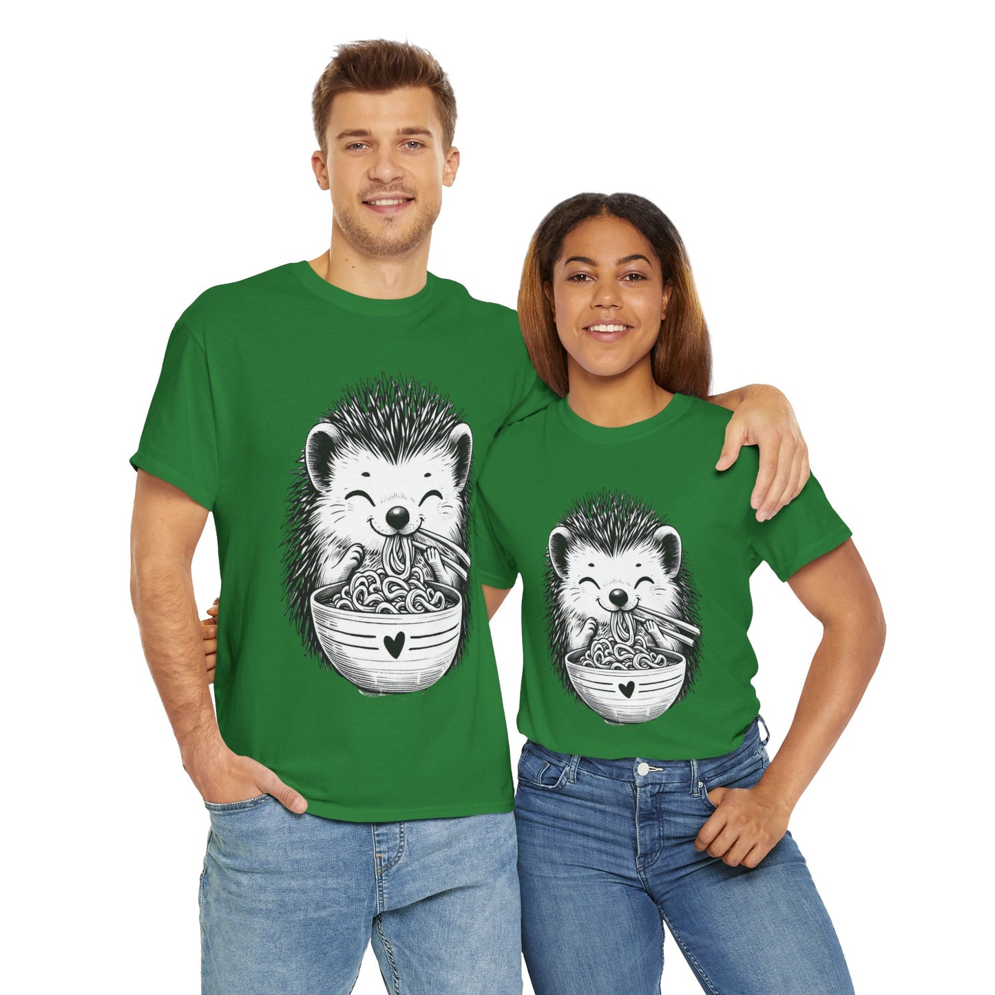 Noodle Hedgehog Shirt, Ramen HedgehogT-Shirt, Foodie Lover Shirts, Black Hedgehog Noodle T-Shirts, Retro HedgehogTees, Hedgehog Lover Sweatshirts, Black Hedgehog Tee Cute Hedgehog Noodle Unisex Heavy Cotton Tee - Perfect for Animal Lovers
