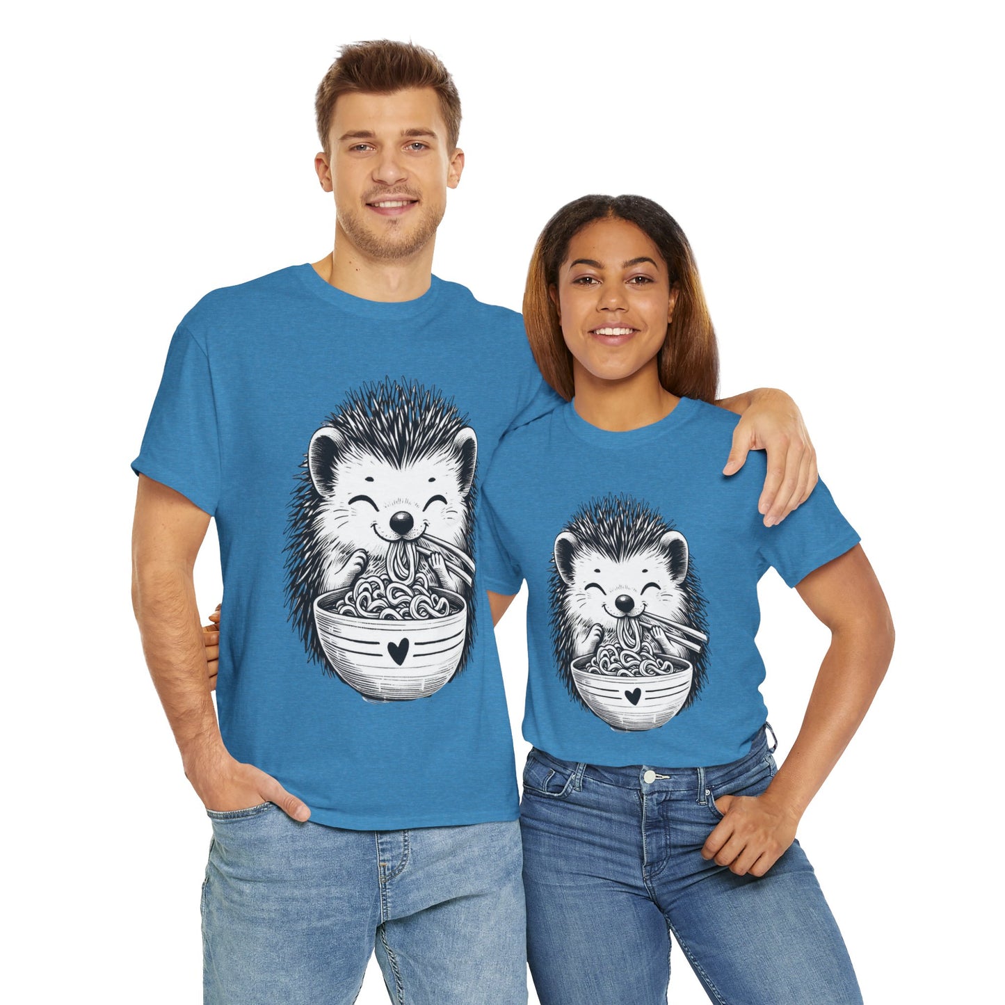 Noodle Hedgehog Shirt, Ramen HedgehogT-Shirt, Foodie Lover Shirts, Black Hedgehog Noodle T-Shirts, Retro HedgehogTees, Hedgehog Lover Sweatshirts, Black Hedgehog Tee Cute Hedgehog Noodle Unisex Heavy Cotton Tee - Perfect for Animal Lovers