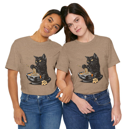 Noodle Cat Shirt, Ramen Cat T-Shirt, Foodie Lover Shirts, Black Cat Noodle T-Shirts, Retro Cat Tees, Cat Lover Sweatshirts, Black Cat Tee