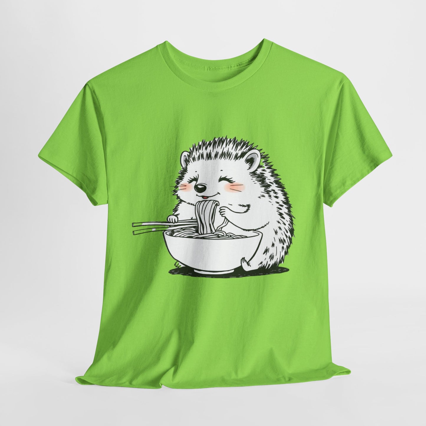 Noodle Hedgehog Shirt, Ramen HedgehogT-Shirt, Foodie Lover Shirts, Black Hedgehog Noodle T-Shirts, Retro HedgehogTees, Hedgehog Lover Sweatshirts, Black Hedgehog Tee Cute Hedgehog Eating Noodles Unisex Heavy Cotton Tee