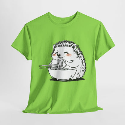 Noodle Hedgehog Shirt, Ramen HedgehogT-Shirt, Foodie Lover Shirts, Black Hedgehog Noodle T-Shirts, Retro HedgehogTees, Hedgehog Lover Sweatshirts, Black Hedgehog Tee Cute Hedgehog Eating Noodles Unisex Heavy Cotton Tee