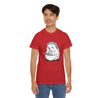 Noodle Hedgehog Shirt, Ramen HedgehogT-Shirt, Foodie Lover Shirts, Black Hedgehog Noodle T-Shirts, Retro HedgehogTees, Hedgehog Lover Sweatshirts, Black Hedgehog Tee Cute Hedgehog Eating Noodles Unisex Heavy Cotton Tee