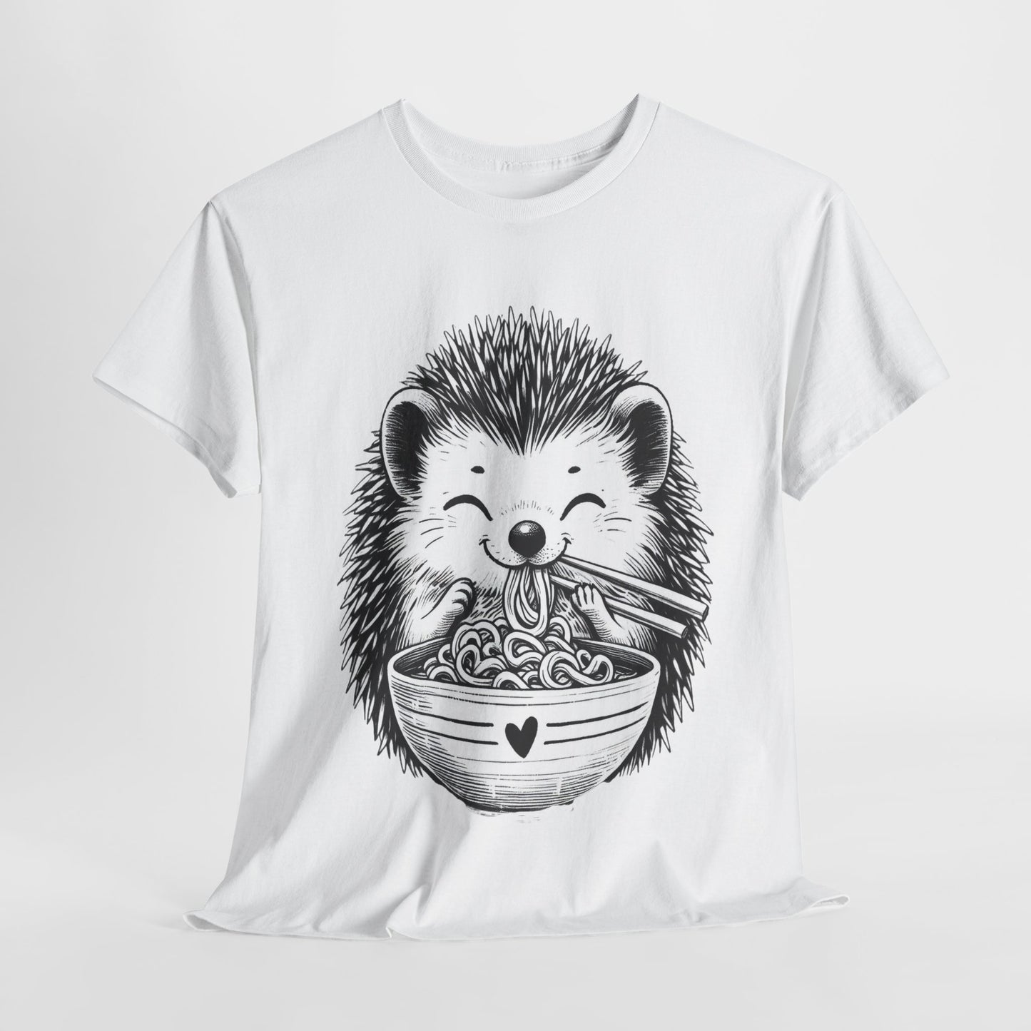 Noodle Hedgehog Shirt, Ramen HedgehogT-Shirt, Foodie Lover Shirts, Black Hedgehog Noodle T-Shirts, Retro HedgehogTees, Hedgehog Lover Sweatshirts, Black Hedgehog Tee Cute Hedgehog Noodle Unisex Heavy Cotton Tee - Perfect for Animal Lovers