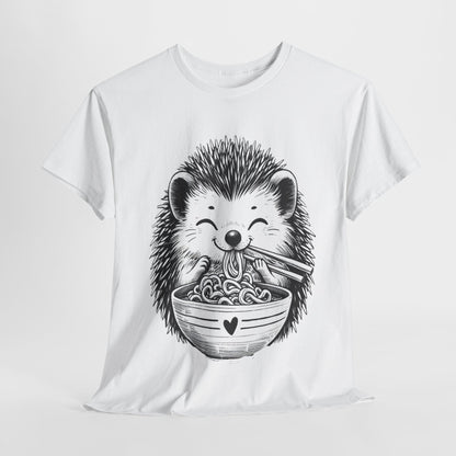 Noodle Hedgehog Shirt, Ramen HedgehogT-Shirt, Foodie Lover Shirts, Black Hedgehog Noodle T-Shirts, Retro HedgehogTees, Hedgehog Lover Sweatshirts, Black Hedgehog Tee Cute Hedgehog Noodle Unisex Heavy Cotton Tee - Perfect for Animal Lovers