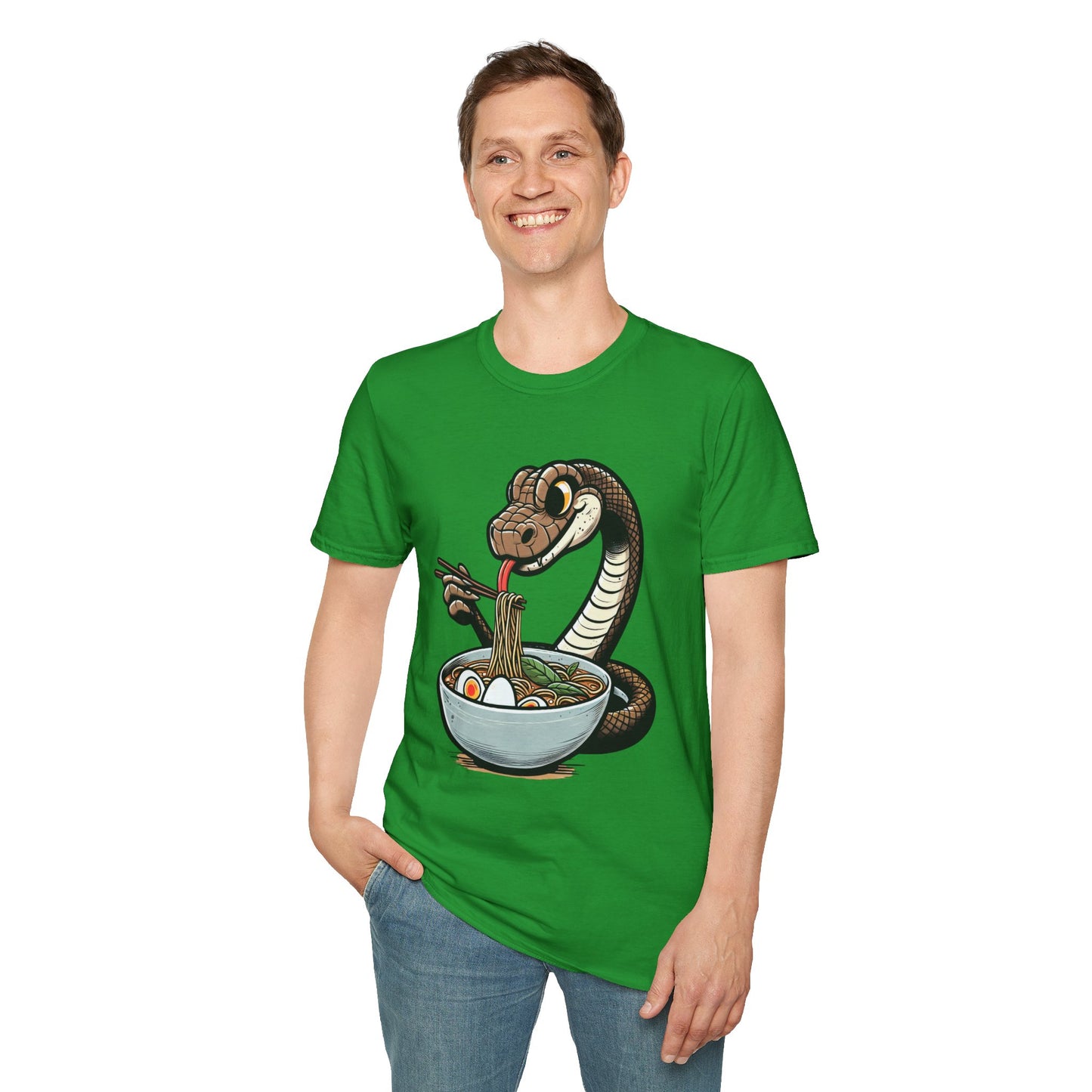 Funny Japanese Anime Snake Eats Ramen King Python T-Shirt