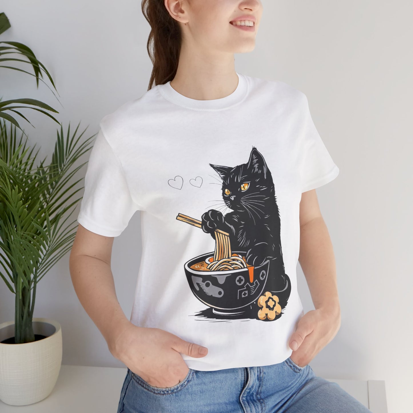 Noodle Cat Shirt, Ramen Cat T-Shirt, Foodie Lover Shirts, Black Cat Noodle T-Shirts, Retro Cat Tees, Cat Lover Sweatshirts, Black Cat Tee