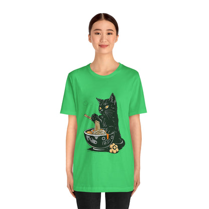 Noodle Cat Shirt, Ramen Cat T-Shirt, Foodie Lover Shirts, Black Cat Noodle T-Shirts, Retro Cat Tees, Cat Lover Sweatshirts, Black Cat Tee