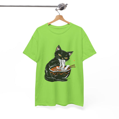 Noodle Cat Shirt, Ramen Cat T-Shirt, Foodie Lover Shirts, Black Cat Noodle T-Shirts, Retro Cat Tees, Cat Lover Sweatshirts, Black Cat Tee