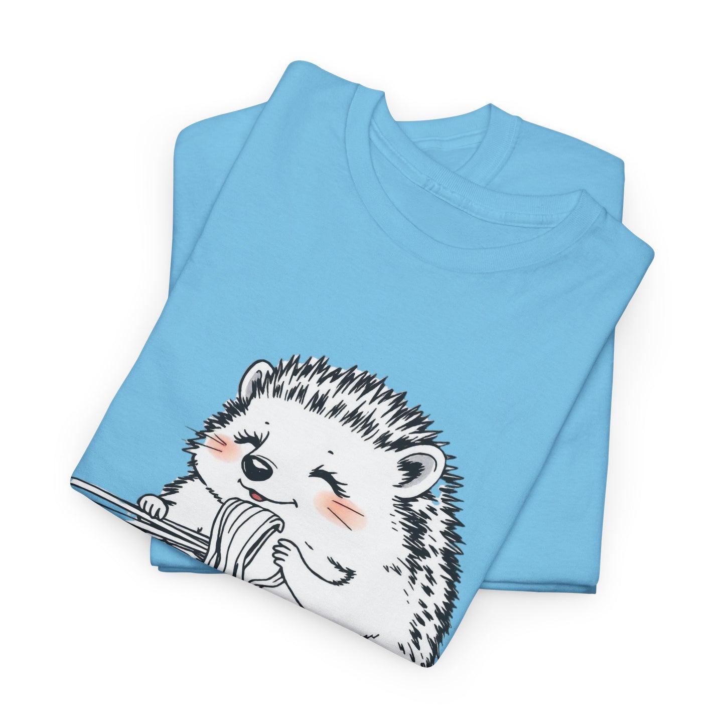 Noodle Hedgehog Shirt, Ramen HedgehogT-Shirt, Foodie Lover Shirts, Black Hedgehog Noodle T-Shirts, Retro HedgehogTees, Hedgehog Lover Sweatshirts, Black Hedgehog Tee Cute Hedgehog Eating Noodles Unisex Heavy Cotton Tee