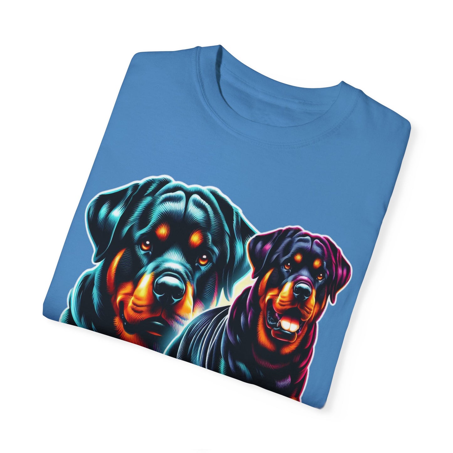 Vibrant Rottweiler Duo Unisex T-Shirt . Rottweiler Lover 3D T-Shirt – Mother’s Day Gift | All Over Print, Best Price