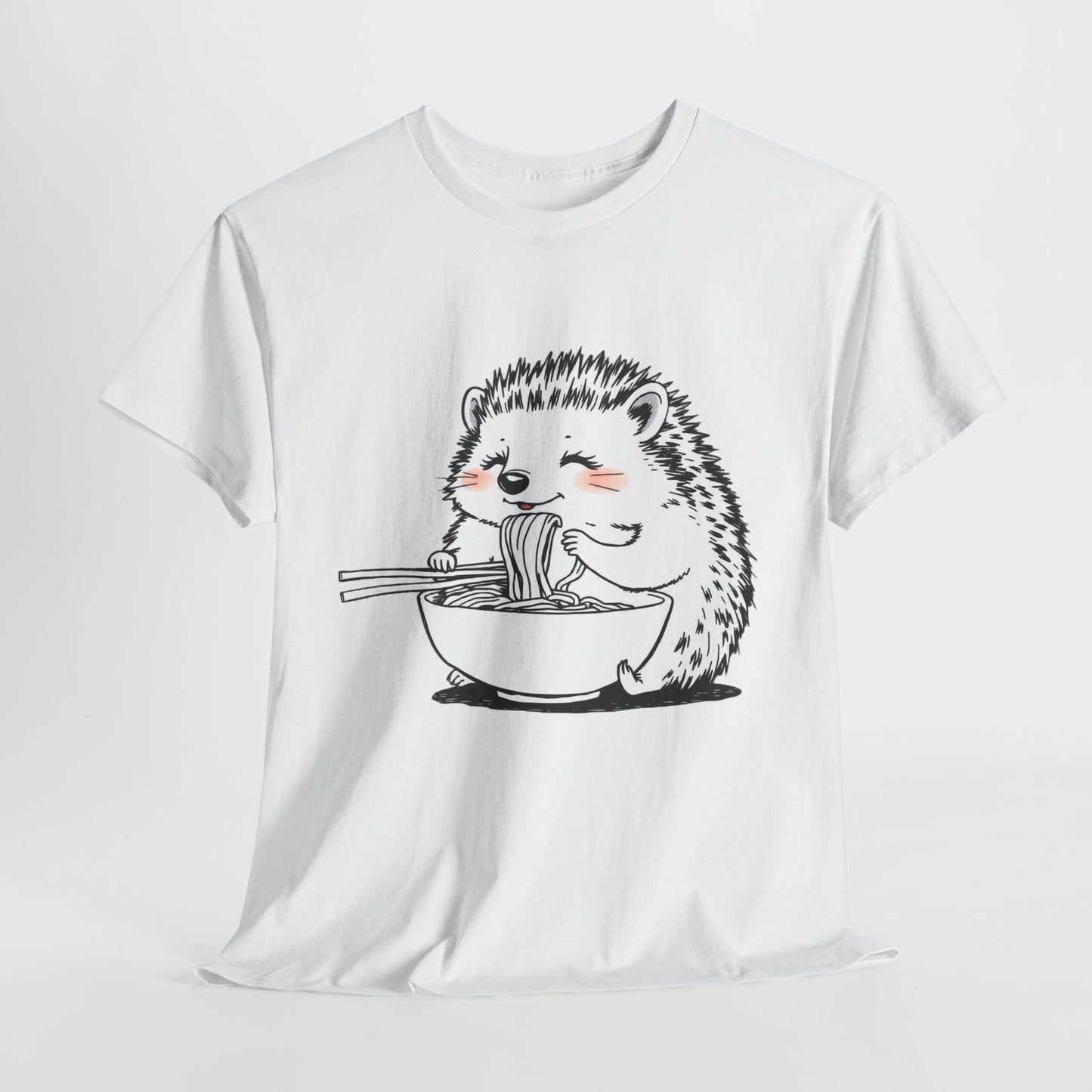 Noodle Hedgehog Shirt, Ramen HedgehogT-Shirt, Foodie Lover Shirts, Black Hedgehog Noodle T-Shirts, Retro HedgehogTees, Hedgehog Lover Sweatshirts, Black Hedgehog Tee Cute Hedgehog Eating Noodles Unisex Heavy Cotton Tee