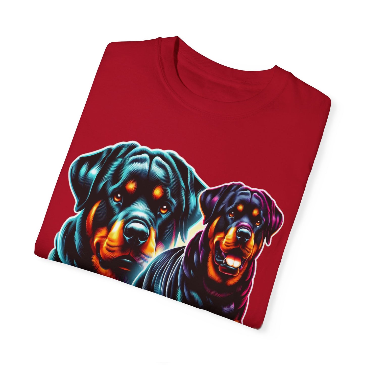 Vibrant Rottweiler Duo Unisex T-Shirt . Rottweiler Lover 3D T-Shirt – Mother’s Day Gift | All Over Print, Best Price