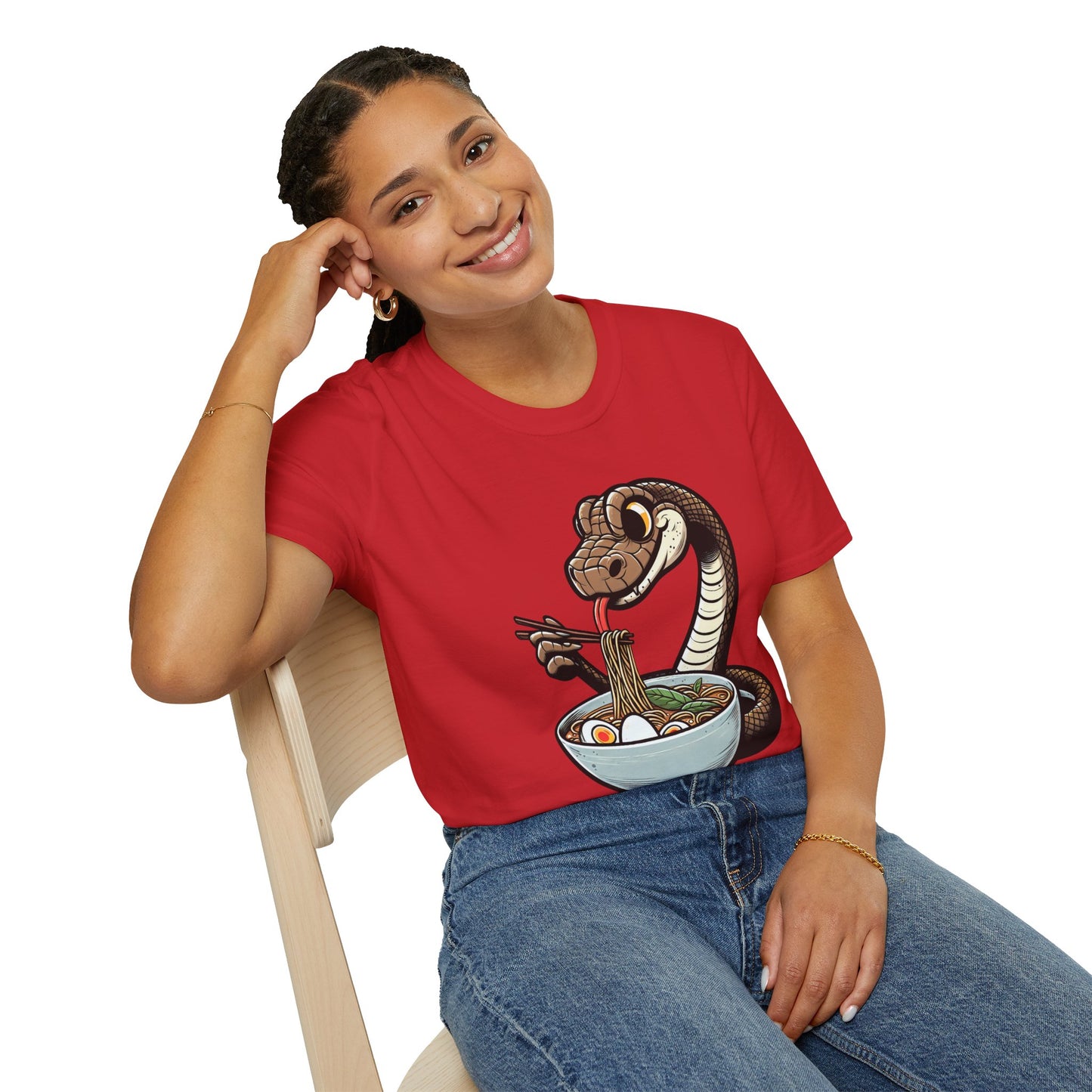 Funny Japanese Anime Snake Eats Ramen King Python T-Shirt