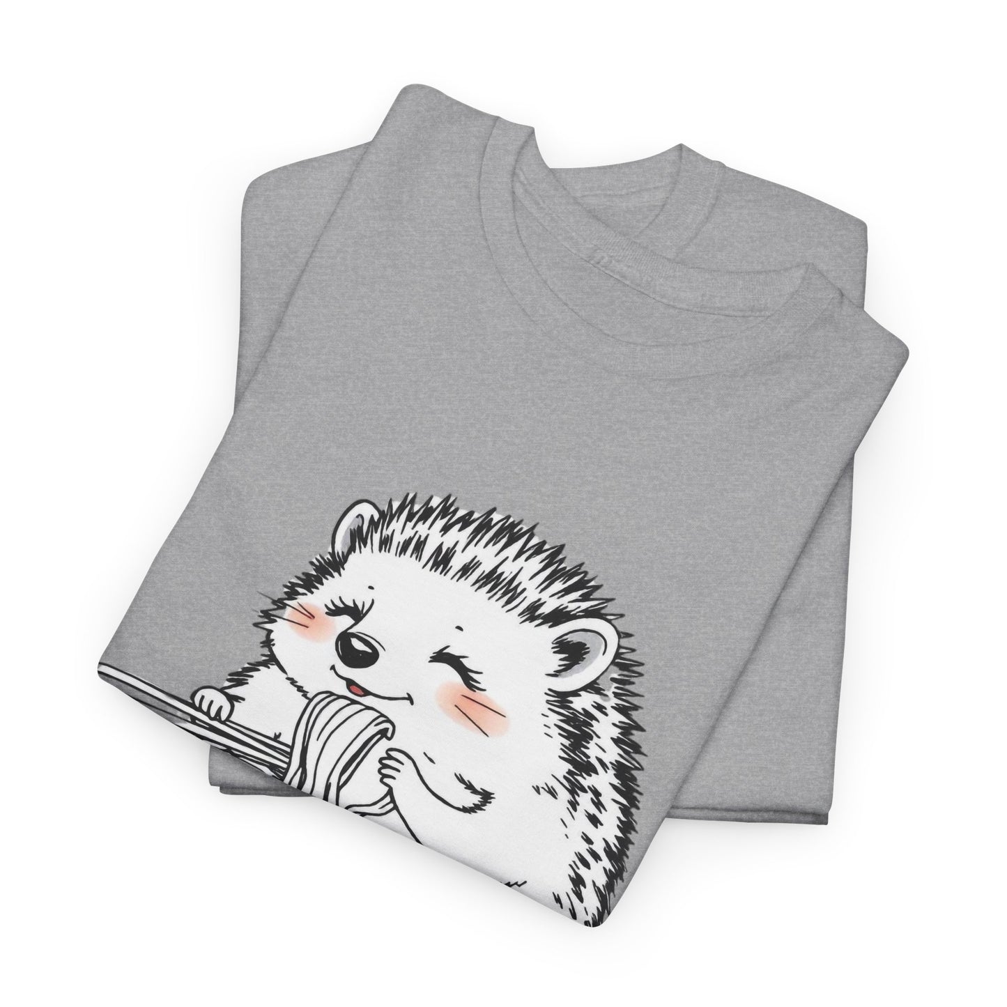 Noodle Hedgehog Shirt, Ramen HedgehogT-Shirt, Foodie Lover Shirts, Black Hedgehog Noodle T-Shirts, Retro HedgehogTees, Hedgehog Lover Sweatshirts, Black Hedgehog Tee Cute Hedgehog Eating Noodles Unisex Heavy Cotton Tee
