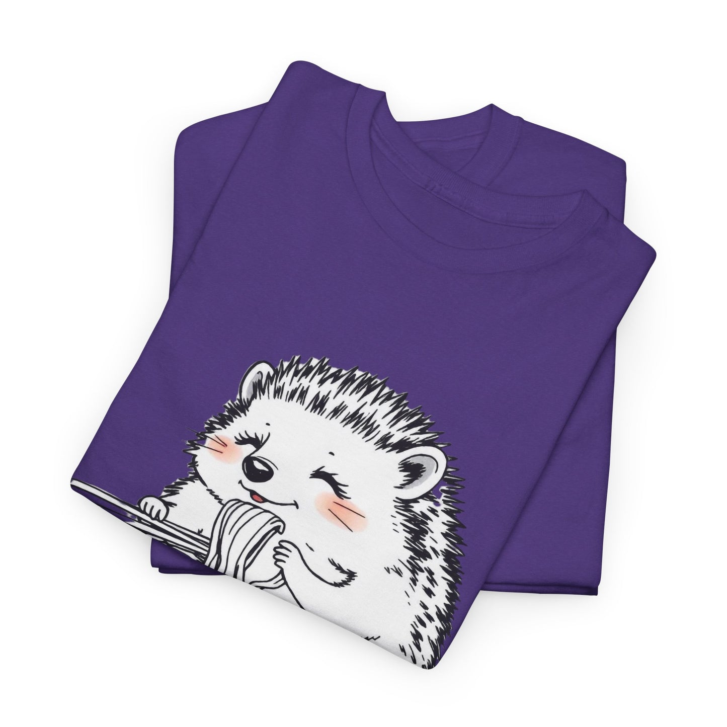 Noodle Hedgehog Shirt, Ramen HedgehogT-Shirt, Foodie Lover Shirts, Black Hedgehog Noodle T-Shirts, Retro HedgehogTees, Hedgehog Lover Sweatshirts, Black Hedgehog Tee Cute Hedgehog Eating Noodles Unisex Heavy Cotton Tee