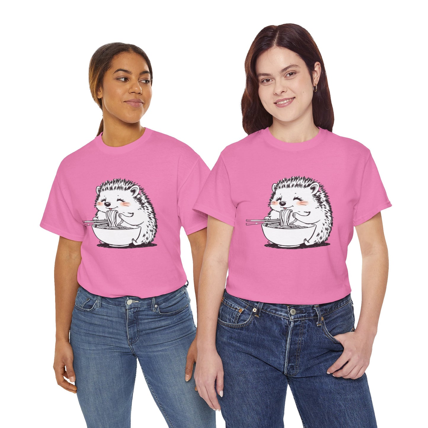 Noodle Hedgehog Shirt, Ramen HedgehogT-Shirt, Foodie Lover Shirts, Black Hedgehog Noodle T-Shirts, Retro HedgehogTees, Hedgehog Lover Sweatshirts, Black Hedgehog Tee Cute Hedgehog Eating Noodles Unisex Heavy Cotton Tee