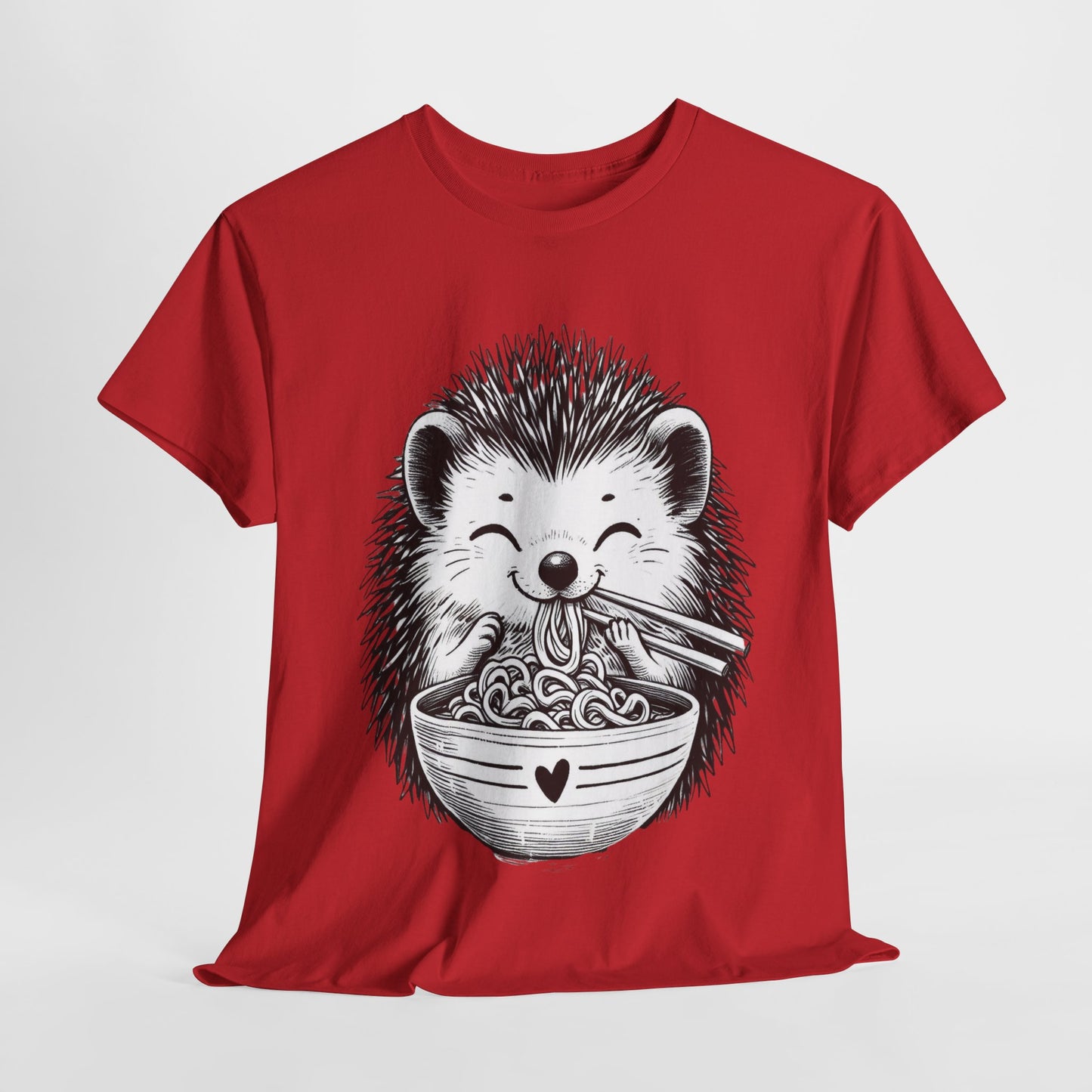 Noodle Hedgehog Shirt, Ramen HedgehogT-Shirt, Foodie Lover Shirts, Black Hedgehog Noodle T-Shirts, Retro HedgehogTees, Hedgehog Lover Sweatshirts, Black Hedgehog Tee Cute Hedgehog Noodle Unisex Heavy Cotton Tee - Perfect for Animal Lovers