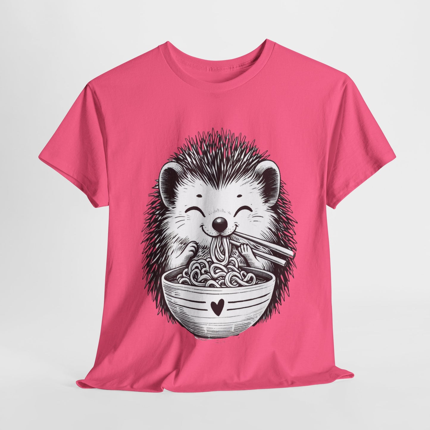 Noodle Hedgehog Shirt, Ramen HedgehogT-Shirt, Foodie Lover Shirts, Black Hedgehog Noodle T-Shirts, Retro HedgehogTees, Hedgehog Lover Sweatshirts, Black Hedgehog Tee Cute Hedgehog Noodle Unisex Heavy Cotton Tee - Perfect for Animal Lovers
