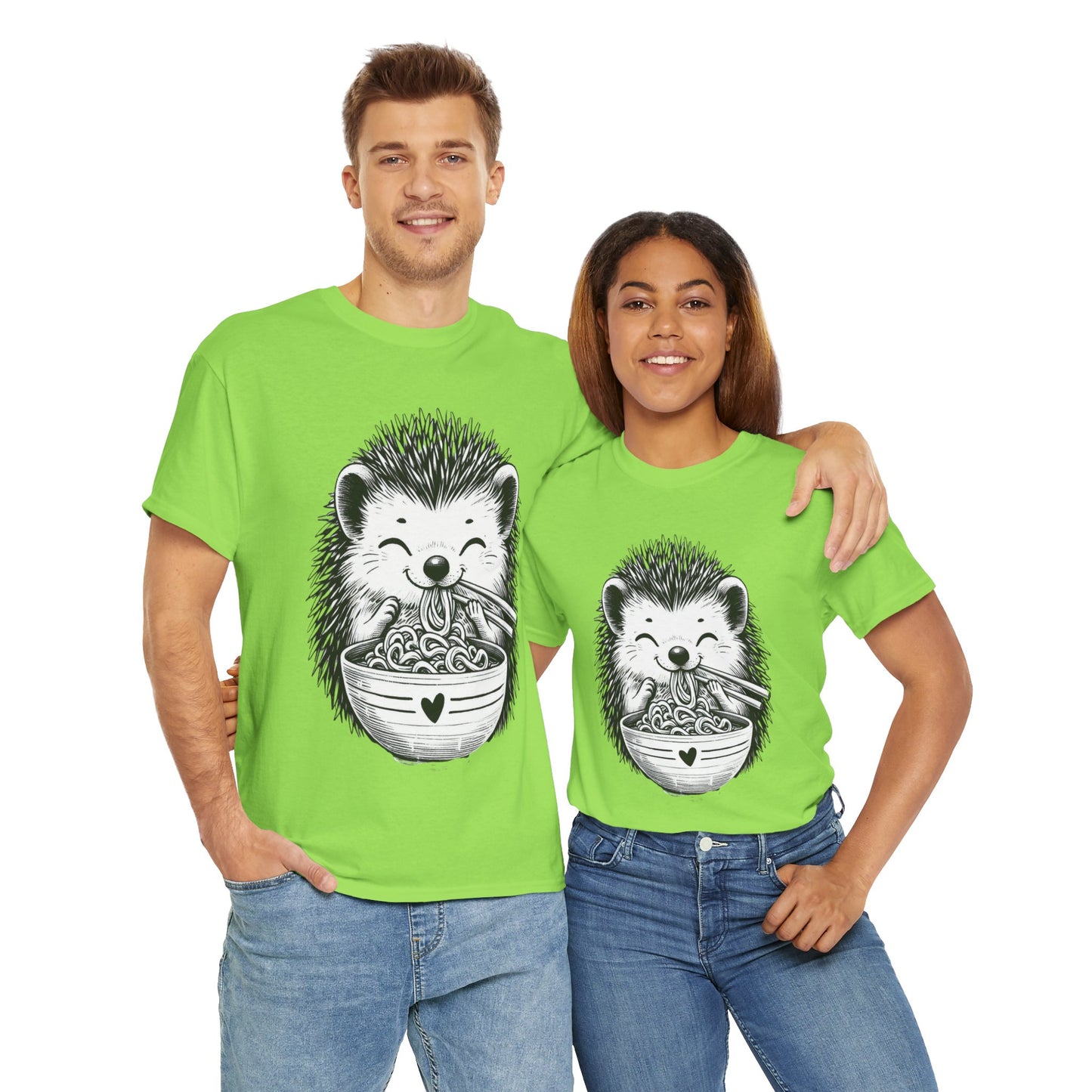 Noodle Hedgehog Shirt, Ramen HedgehogT-Shirt, Foodie Lover Shirts, Black Hedgehog Noodle T-Shirts, Retro HedgehogTees, Hedgehog Lover Sweatshirts, Black Hedgehog Tee Cute Hedgehog Noodle Unisex Heavy Cotton Tee - Perfect for Animal Lovers