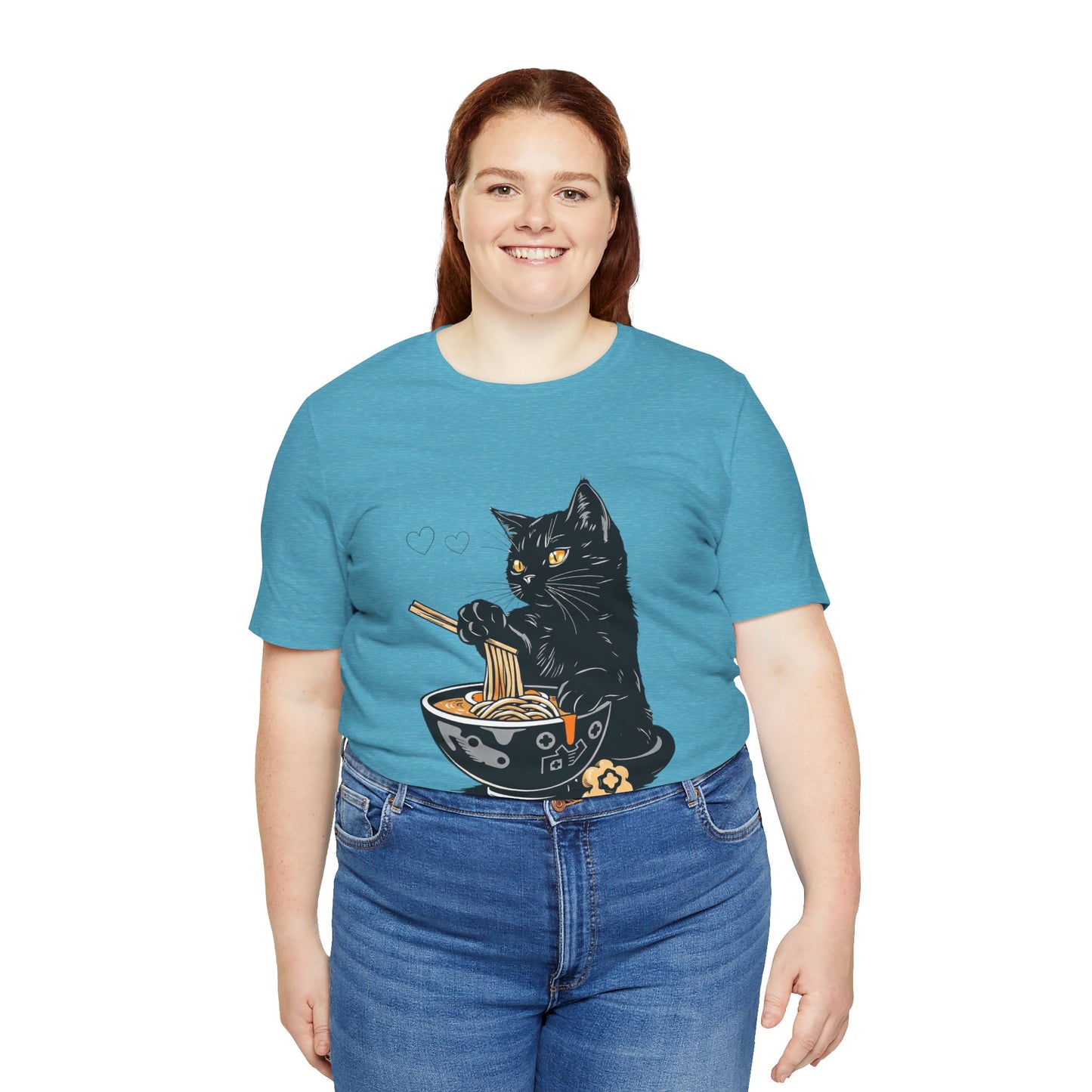 Noodle Cat Shirt, Ramen Cat T-Shirt, Foodie Lover Shirts, Black Cat Noodle T-Shirts, Retro Cat Tees, Cat Lover Sweatshirts, Black Cat Tee