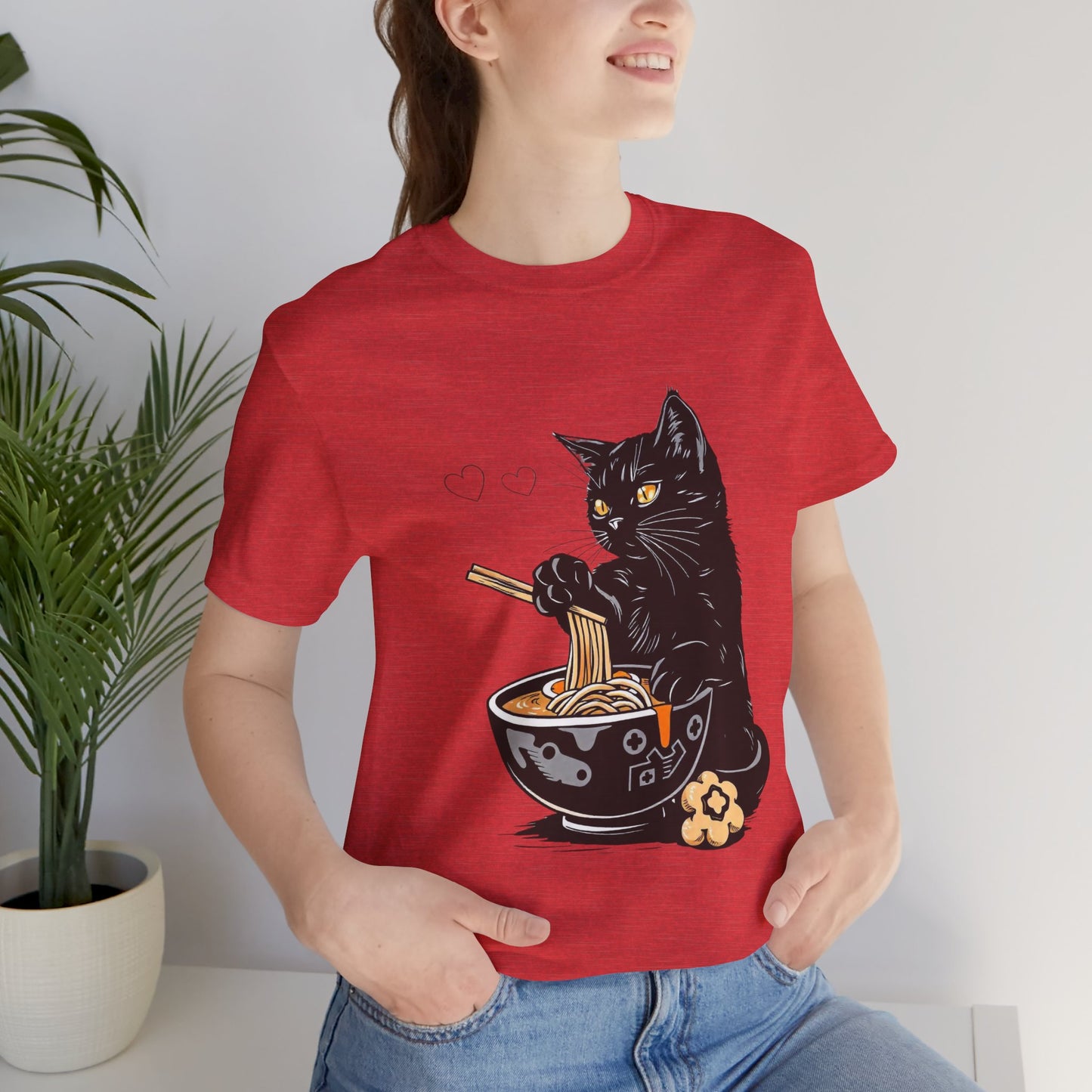 Noodle Cat Shirt, Ramen Cat T-Shirt, Foodie Lover Shirts, Black Cat Noodle T-Shirts, Retro Cat Tees, Cat Lover Sweatshirts, Black Cat Tee