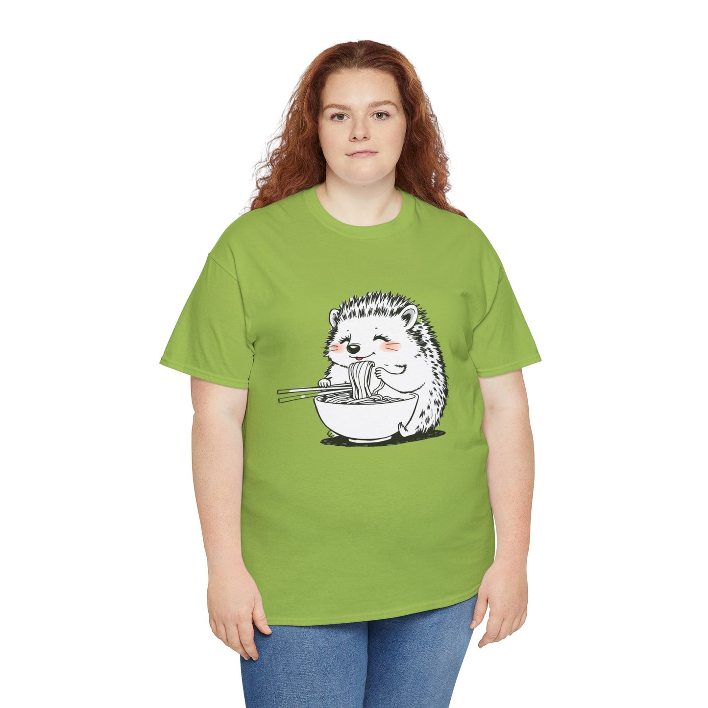 Noodle Hedgehog Shirt, Ramen HedgehogT-Shirt, Foodie Lover Shirts, Black Hedgehog Noodle T-Shirts, Retro HedgehogTees, Hedgehog Lover Sweatshirts, Black Hedgehog Tee Cute Hedgehog Eating Noodles Unisex Heavy Cotton Tee