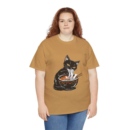 Noodle Cat Shirt, Ramen Cat T-Shirt, Foodie Lover Shirts, Black Cat Noodle T-Shirts, Retro Cat Tees, Cat Lover Sweatshirts, Black Cat Tee
