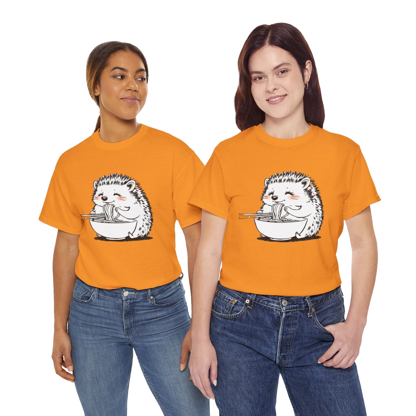 Noodle Hedgehog Shirt, Ramen HedgehogT-Shirt, Foodie Lover Shirts, Black Hedgehog Noodle T-Shirts, Retro HedgehogTees, Hedgehog Lover Sweatshirts, Black Hedgehog Tee Cute Hedgehog Eating Noodles Unisex Heavy Cotton Tee