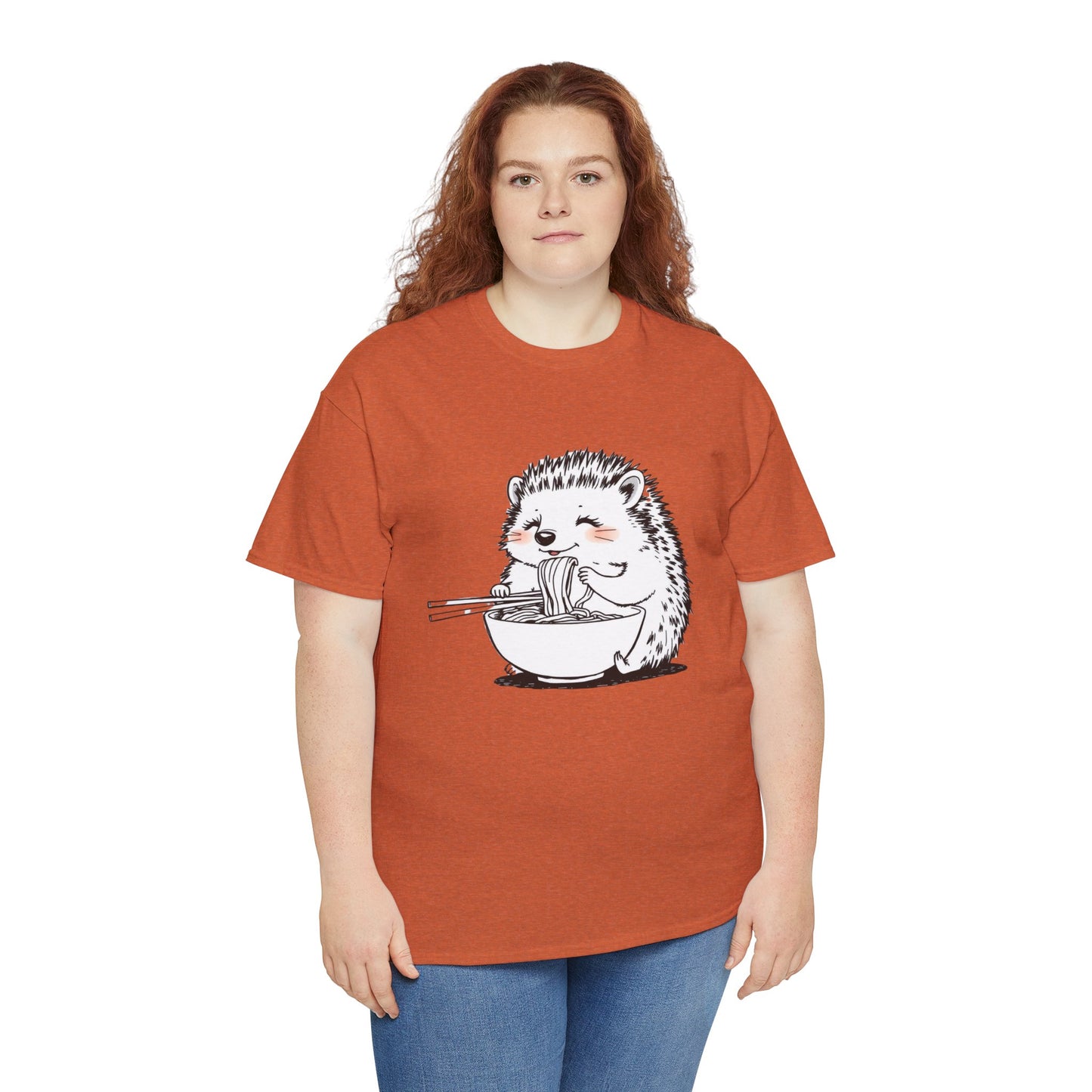 Noodle Hedgehog Shirt, Ramen HedgehogT-Shirt, Foodie Lover Shirts, Black Hedgehog Noodle T-Shirts, Retro HedgehogTees, Hedgehog Lover Sweatshirts, Black Hedgehog Tee Cute Hedgehog Eating Noodles Unisex Heavy Cotton Tee