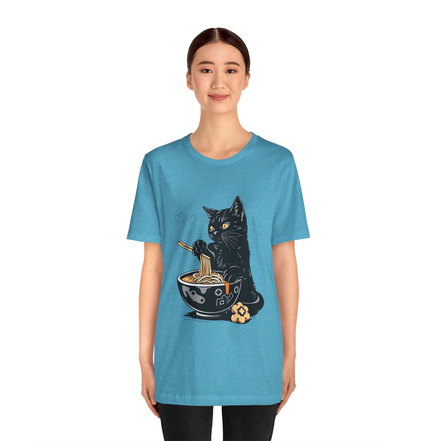 Noodle Cat Shirt, Ramen Cat T-Shirt, Foodie Lover Shirts, Black Cat Noodle T-Shirts, Retro Cat Tees, Cat Lover Sweatshirts, Black Cat Tee