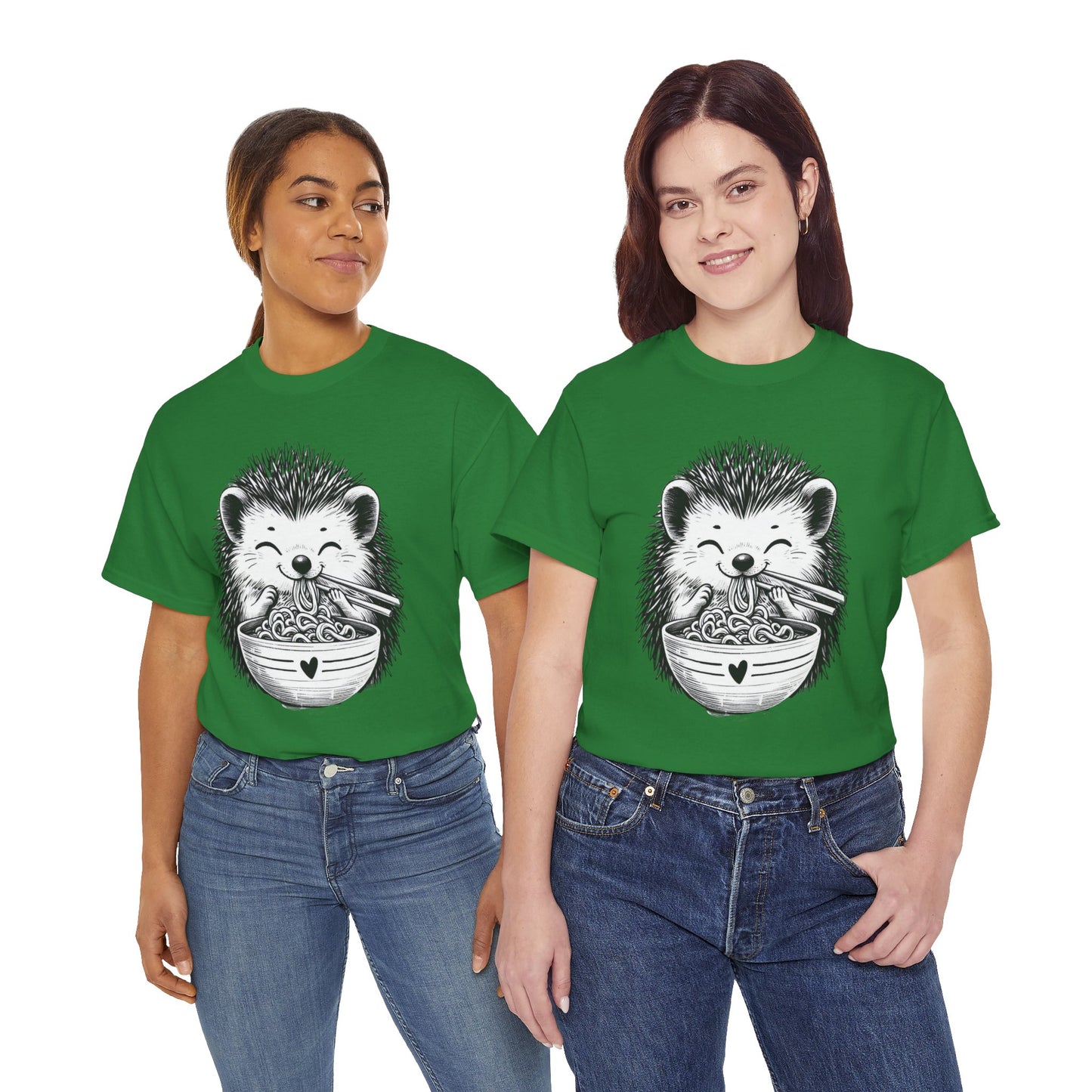 Noodle Hedgehog Shirt, Ramen HedgehogT-Shirt, Foodie Lover Shirts, Black Hedgehog Noodle T-Shirts, Retro HedgehogTees, Hedgehog Lover Sweatshirts, Black Hedgehog Tee Cute Hedgehog Noodle Unisex Heavy Cotton Tee - Perfect for Animal Lovers