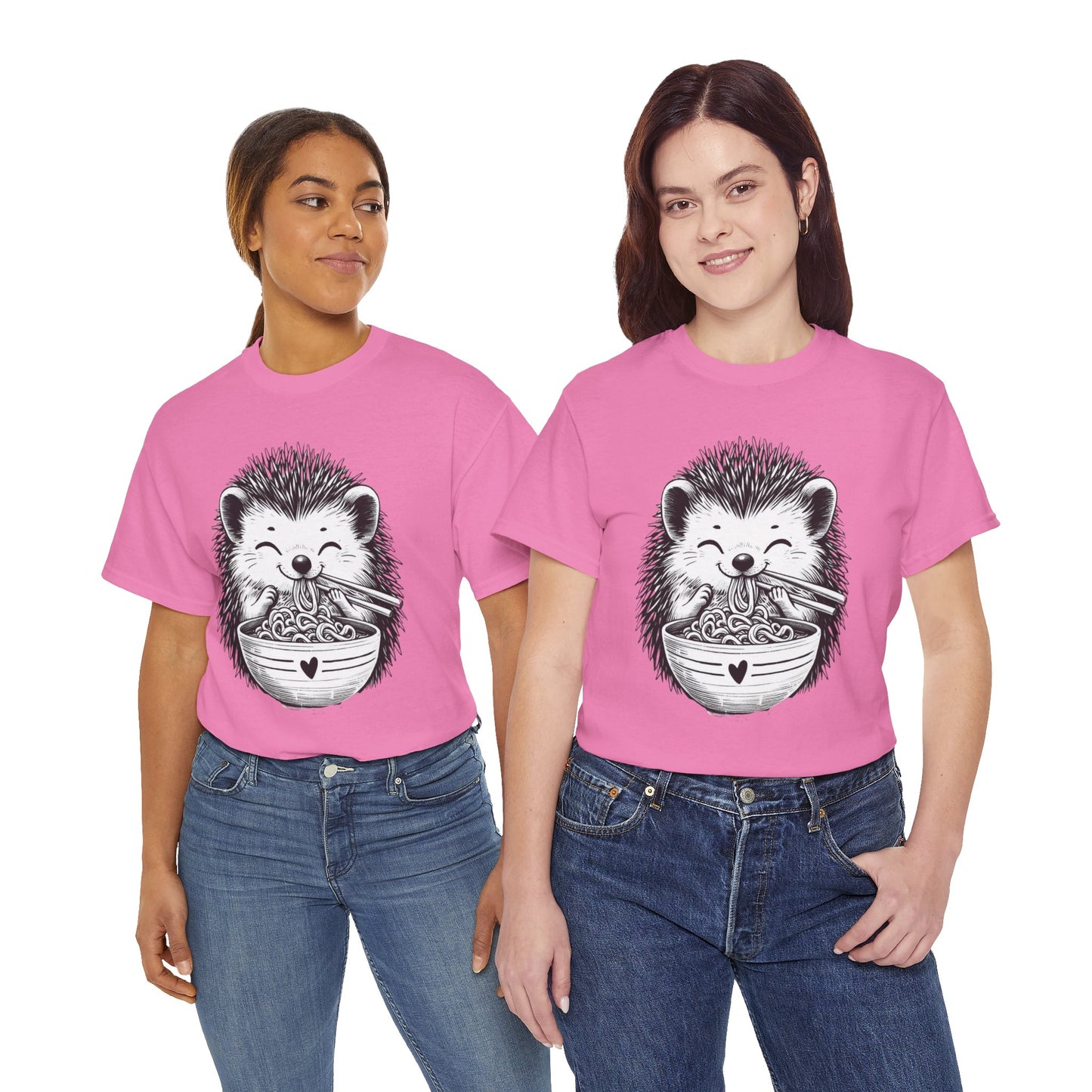 Noodle Hedgehog Shirt, Ramen HedgehogT-Shirt, Foodie Lover Shirts, Black Hedgehog Noodle T-Shirts, Retro HedgehogTees, Hedgehog Lover Sweatshirts, Black Hedgehog Tee Cute Hedgehog Noodle Unisex Heavy Cotton Tee - Perfect for Animal Lovers