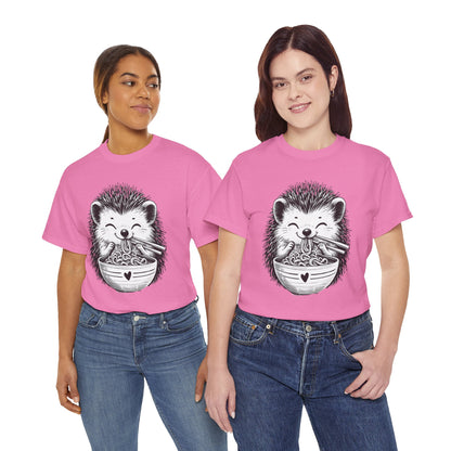 Noodle Hedgehog Shirt, Ramen HedgehogT-Shirt, Foodie Lover Shirts, Black Hedgehog Noodle T-Shirts, Retro HedgehogTees, Hedgehog Lover Sweatshirts, Black Hedgehog Tee Cute Hedgehog Noodle Unisex Heavy Cotton Tee - Perfect for Animal Lovers