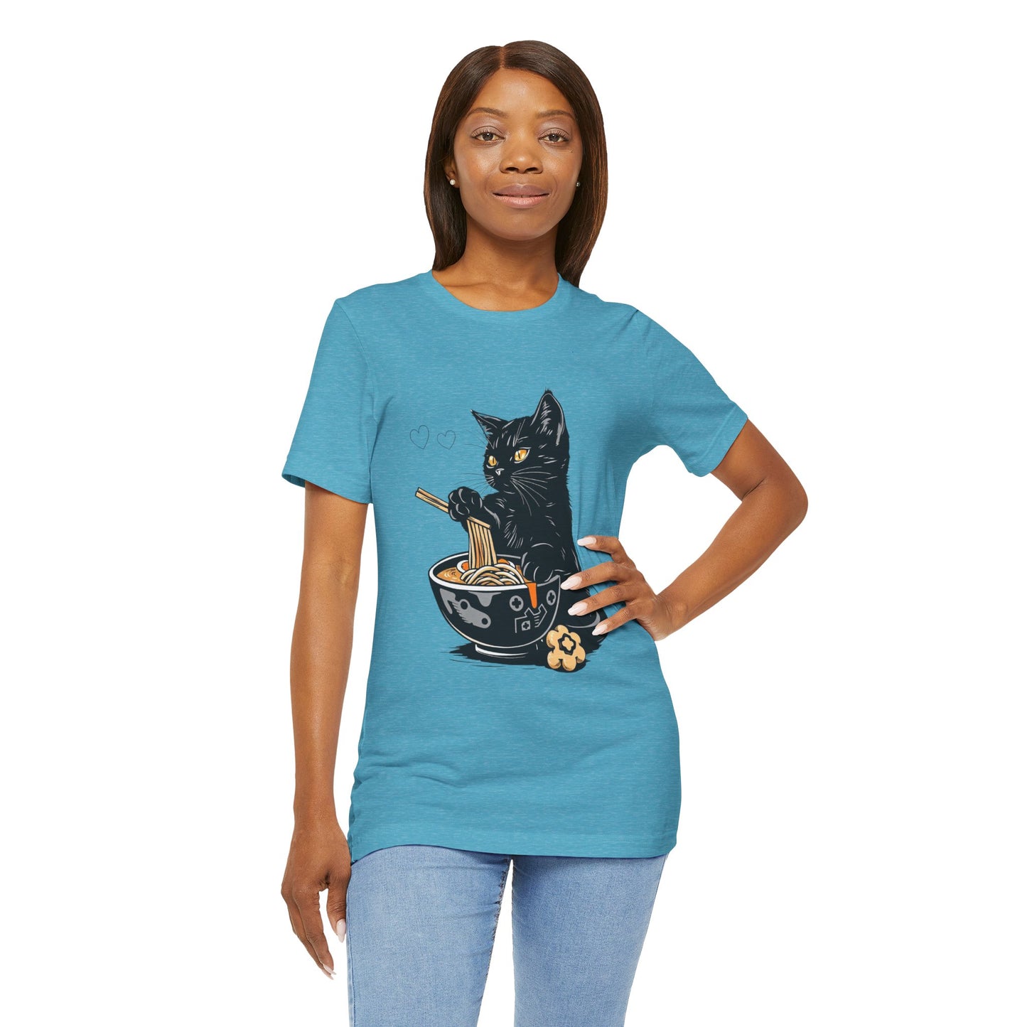Noodle Cat Shirt, Ramen Cat T-Shirt, Foodie Lover Shirts, Black Cat Noodle T-Shirts, Retro Cat Tees, Cat Lover Sweatshirts, Black Cat Tee
