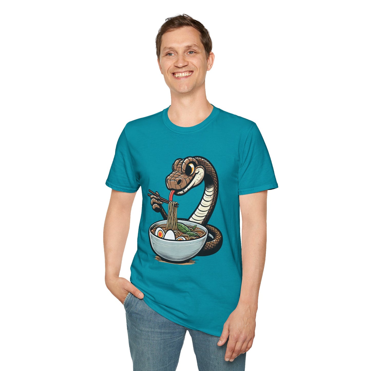 Funny Japanese Anime Snake Eats Ramen King Python T-Shirt