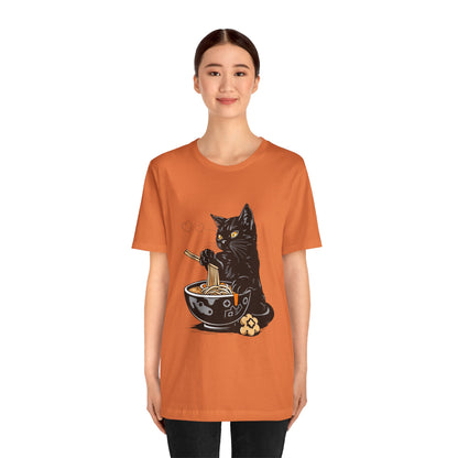 Noodle Cat Shirt, Ramen Cat T-Shirt, Foodie Lover Shirts, Black Cat Noodle T-Shirts, Retro Cat Tees, Cat Lover Sweatshirts, Black Cat Tee