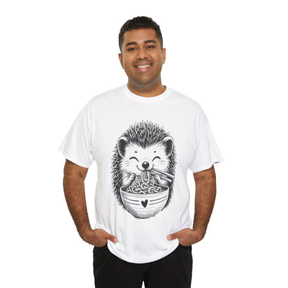 Noodle Hedgehog Shirt, Ramen HedgehogT-Shirt, Foodie Lover Shirts, Black Hedgehog Noodle T-Shirts, Retro HedgehogTees, Hedgehog Lover Sweatshirts, Black Hedgehog Tee Cute Hedgehog Noodle Unisex Heavy Cotton Tee - Perfect for Animal Lovers