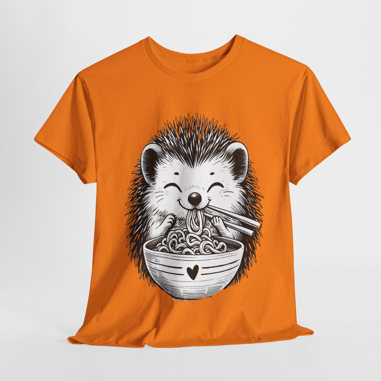 Noodle Hedgehog Shirt, Ramen HedgehogT-Shirt, Foodie Lover Shirts, Black Hedgehog Noodle T-Shirts, Retro HedgehogTees, Hedgehog Lover Sweatshirts, Black Hedgehog Tee Cute Hedgehog Noodle Unisex Heavy Cotton Tee - Perfect for Animal Lovers