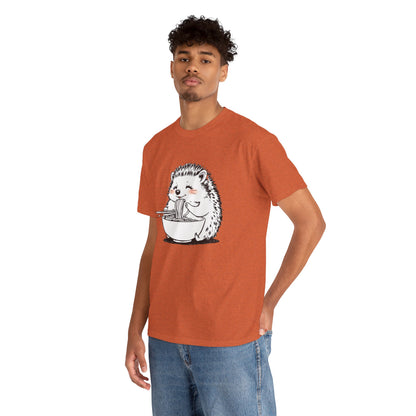 Noodle Hedgehog Shirt, Ramen HedgehogT-Shirt, Foodie Lover Shirts, Black Hedgehog Noodle T-Shirts, Retro HedgehogTees, Hedgehog Lover Sweatshirts, Black Hedgehog Tee Cute Hedgehog Eating Noodles Unisex Heavy Cotton Tee