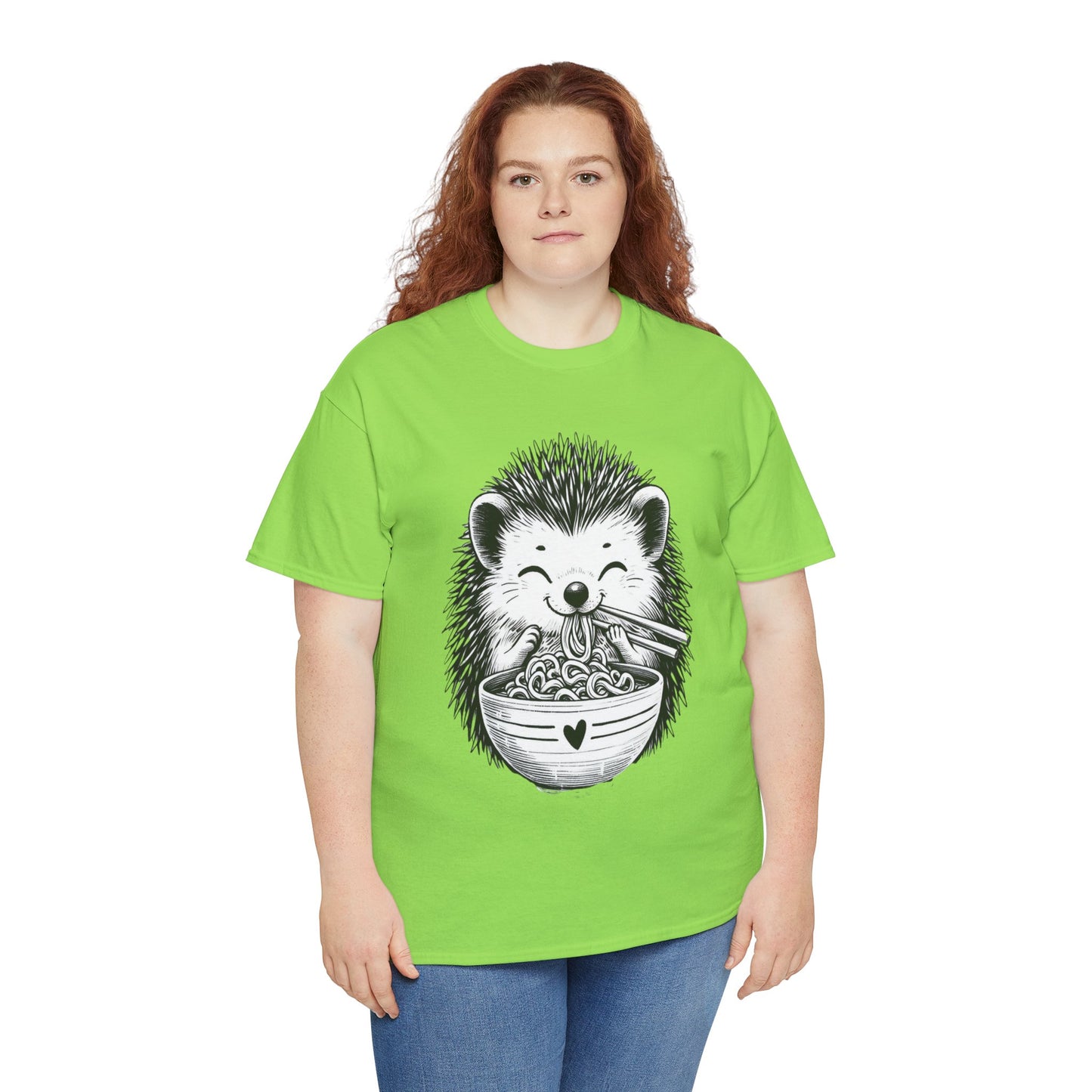Noodle Hedgehog Shirt, Ramen HedgehogT-Shirt, Foodie Lover Shirts, Black Hedgehog Noodle T-Shirts, Retro HedgehogTees, Hedgehog Lover Sweatshirts, Black Hedgehog Tee Cute Hedgehog Noodle Unisex Heavy Cotton Tee - Perfect for Animal Lovers