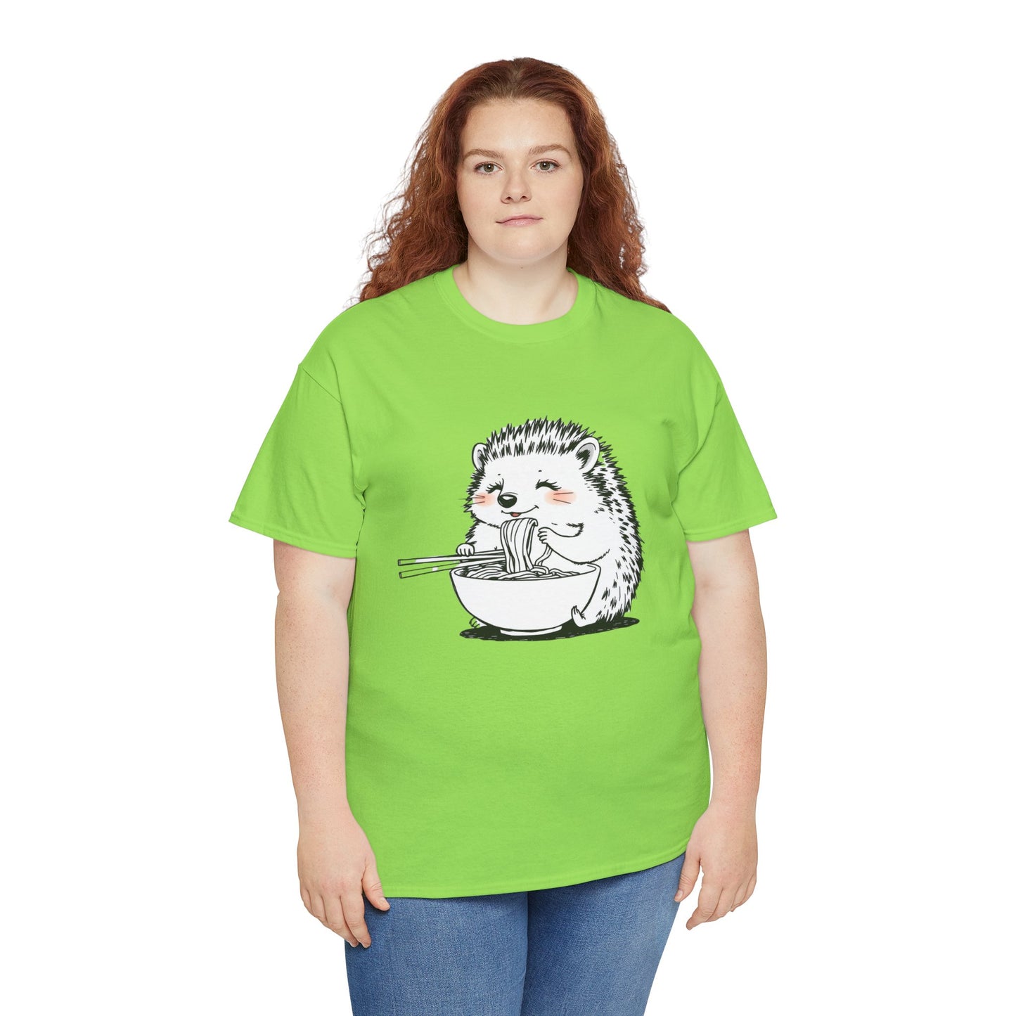 Noodle Hedgehog Shirt, Ramen HedgehogT-Shirt, Foodie Lover Shirts, Black Hedgehog Noodle T-Shirts, Retro HedgehogTees, Hedgehog Lover Sweatshirts, Black Hedgehog Tee Cute Hedgehog Eating Noodles Unisex Heavy Cotton Tee