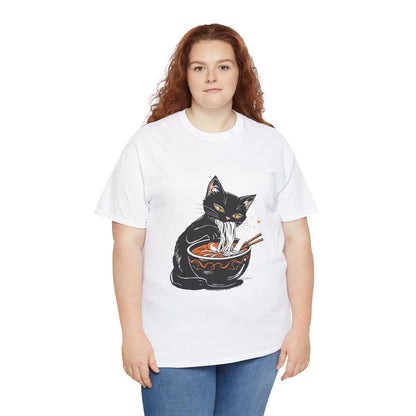 Noodle Cat Shirt, Ramen Cat T-Shirt, Foodie Lover Shirts, Black Cat Noodle T-Shirts, Retro Cat Tees, Cat Lover Sweatshirts, Black Cat Tee