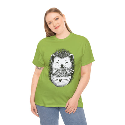 Noodle Hedgehog Shirt, Ramen HedgehogT-Shirt, Foodie Lover Shirts, Black Hedgehog Noodle T-Shirts, Retro HedgehogTees, Hedgehog Lover Sweatshirts, Black Hedgehog Tee Cute Hedgehog Noodle Unisex Heavy Cotton Tee - Perfect for Animal Lovers