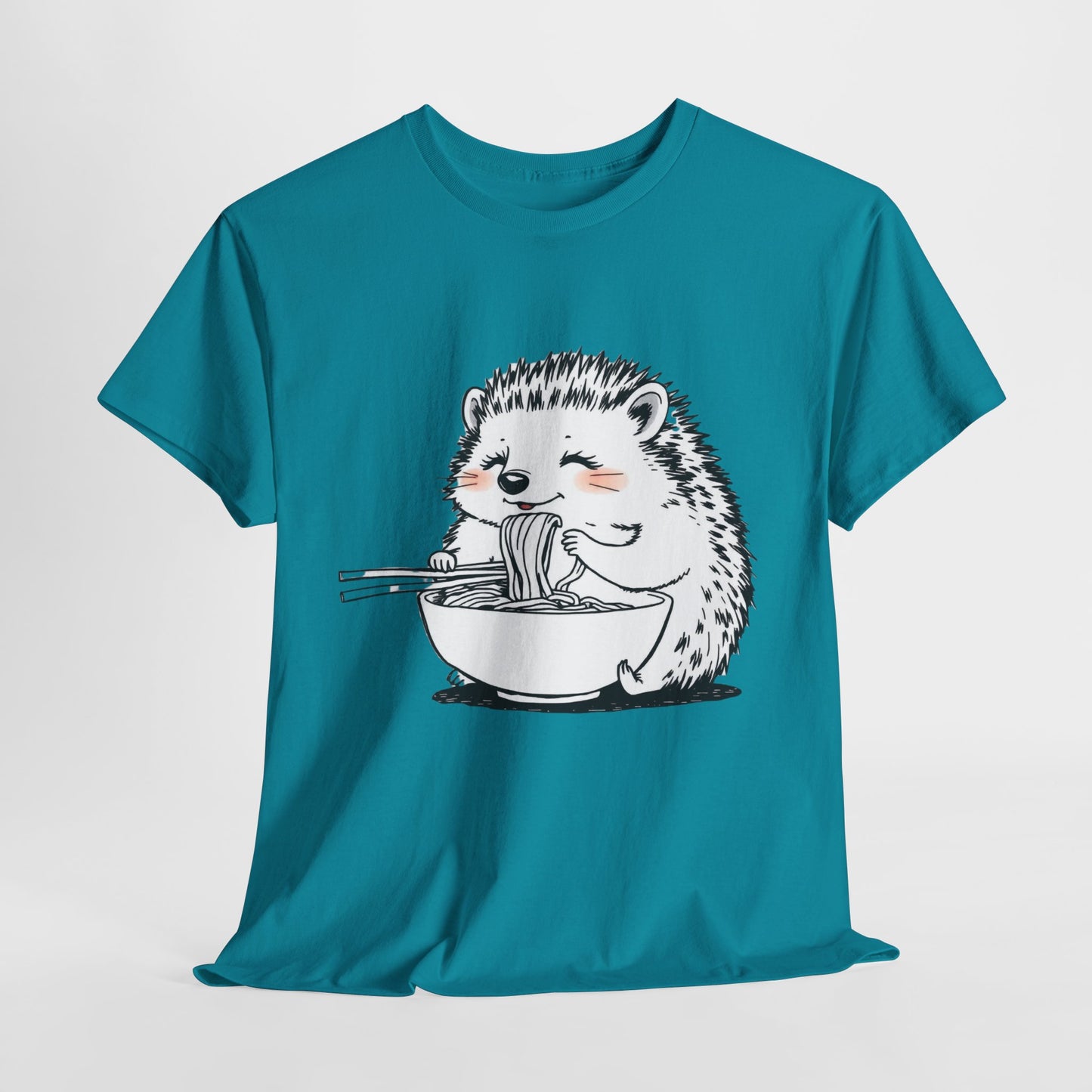 Noodle Hedgehog Shirt, Ramen HedgehogT-Shirt, Foodie Lover Shirts, Black Hedgehog Noodle T-Shirts, Retro HedgehogTees, Hedgehog Lover Sweatshirts, Black Hedgehog Tee Cute Hedgehog Eating Noodles Unisex Heavy Cotton Tee